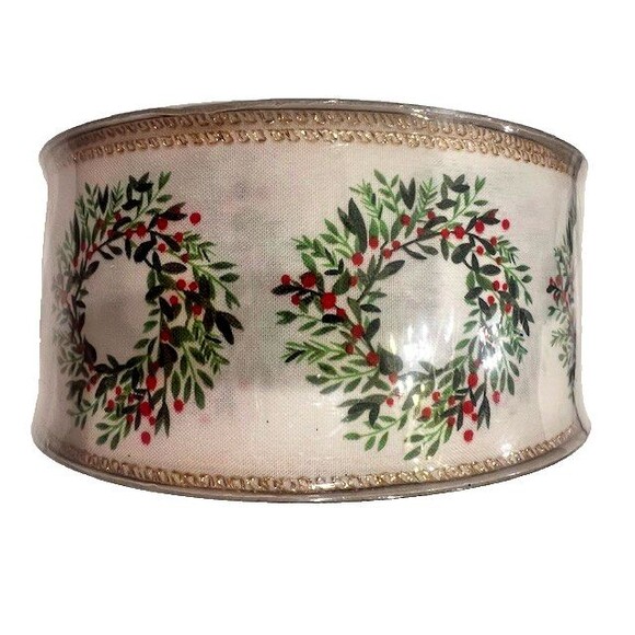 Member's Mark Premium Wired Edge Wreath Holiday Ribbon 2.5" Wide x 50 Yards NEW - Picture 1 of 6